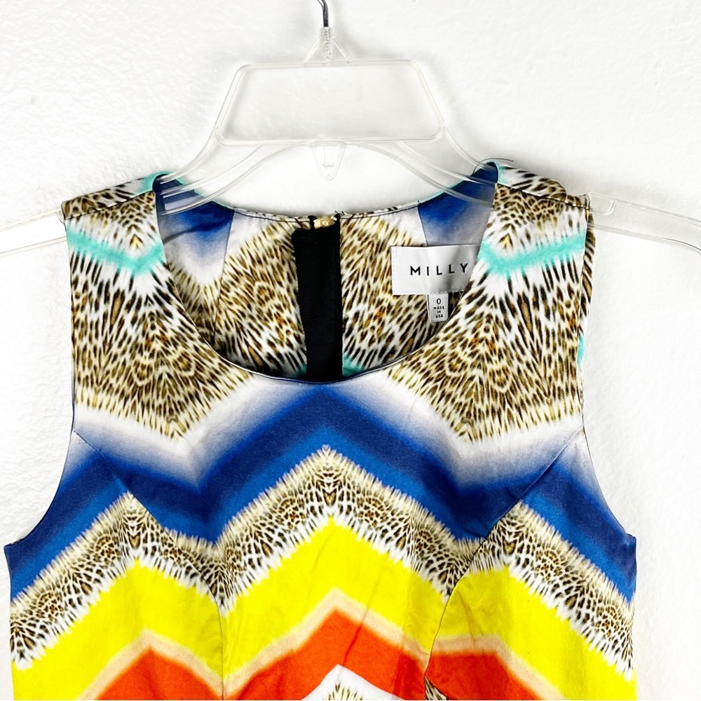 MILLY Multicolored Chevron Pattern Sleeveless Exp… - image 10